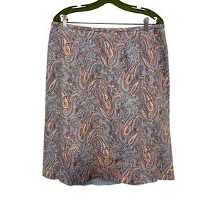 Talbots Blue Paisley Pencil‎ Skirt Size 14W NWT Preppy Office Business Colorful